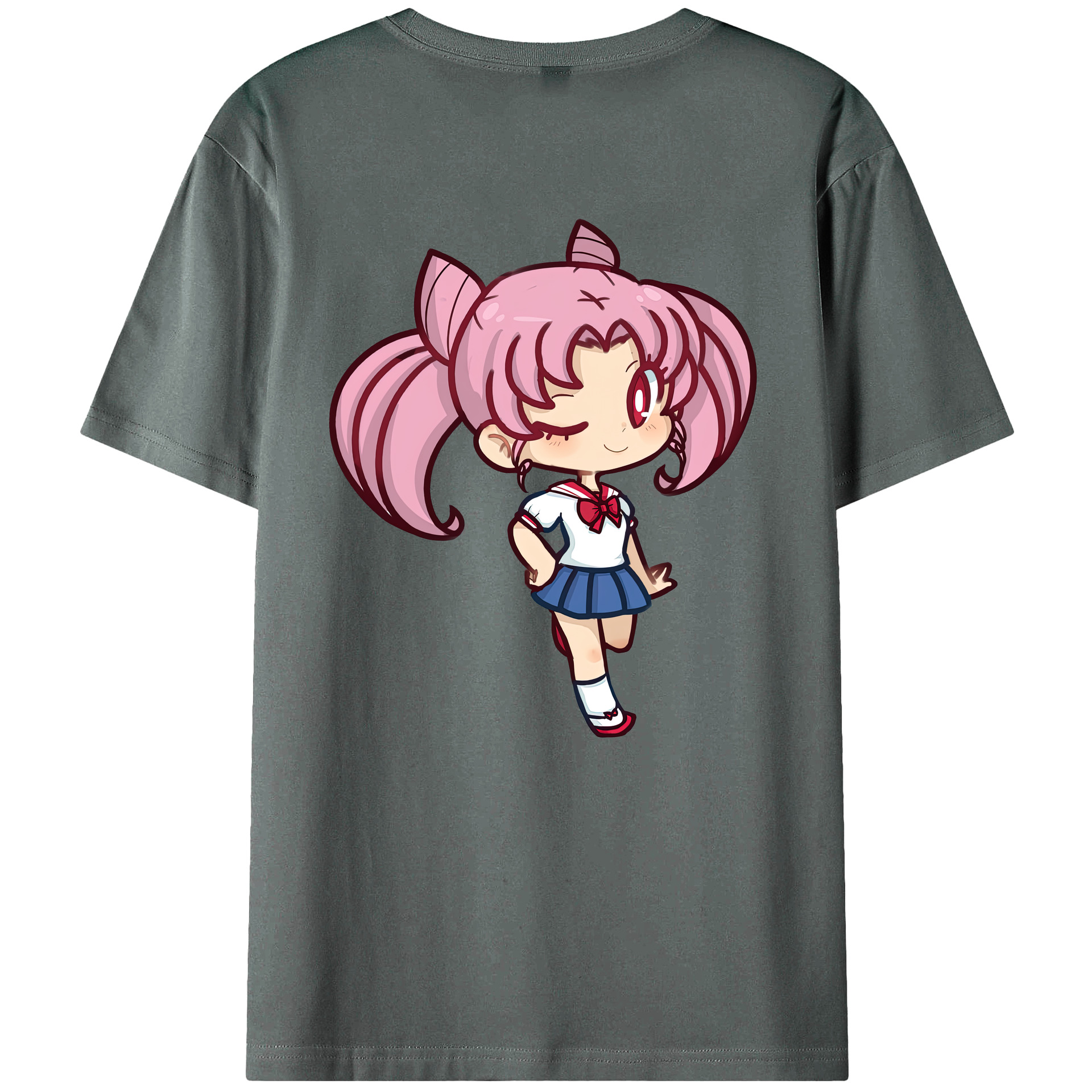 （画像用） 美少女戦士セーラームーン ちびうさ Sailor Moon Chibiusa Tsukino Usagi Small Lady Serenity 綿100％ メンズ半袖Tシャツ（バックプリント） 通気性
